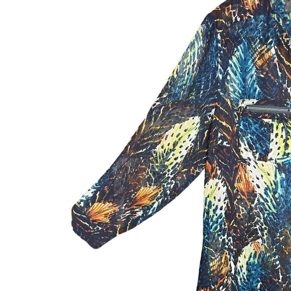 Ariat Tunic Top Blouse 3/4 Sleeve Abstract Colorful Sheer Western Cowgirl MEDIUM - Picture 2 of 6